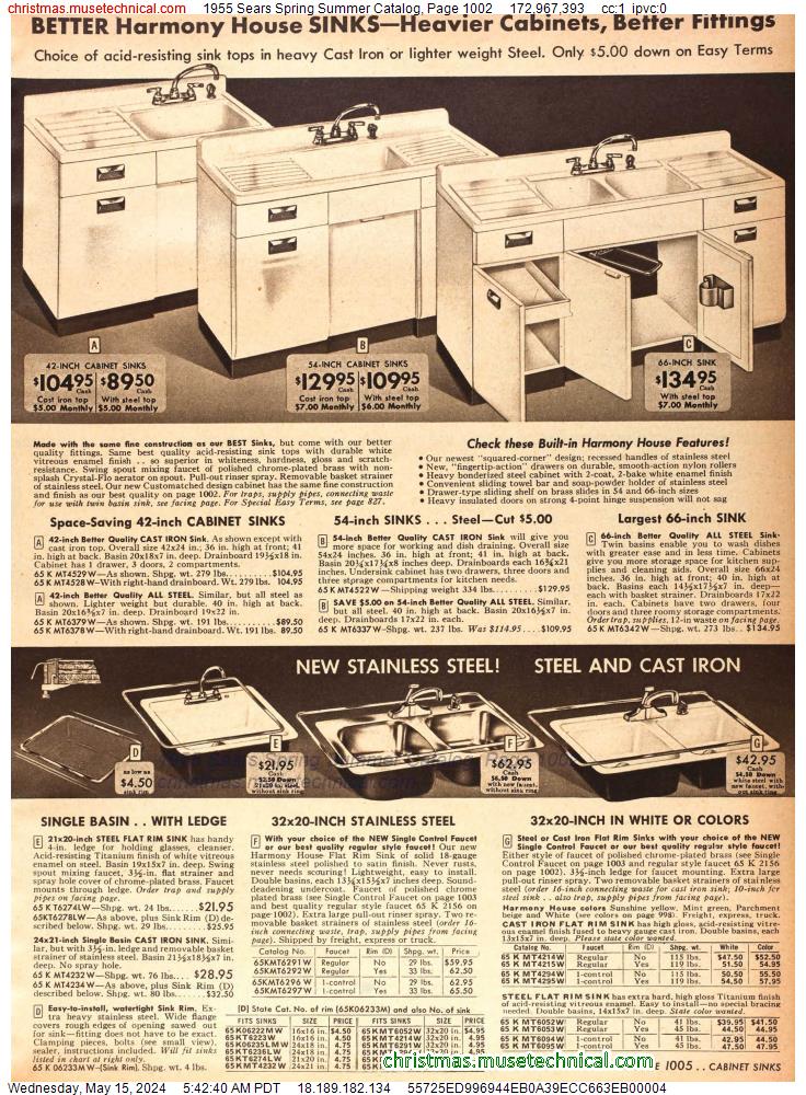 1955 Sears Spring Summer Catalog, Page 1002