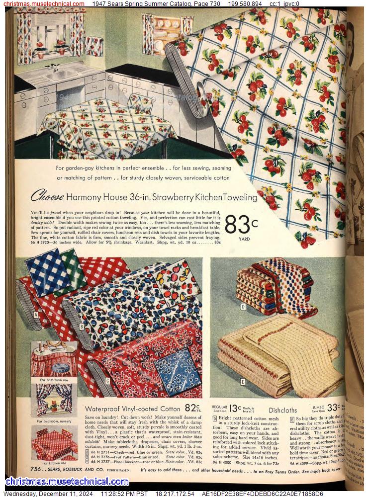 1947 Sears Spring Summer Catalog, Page 730