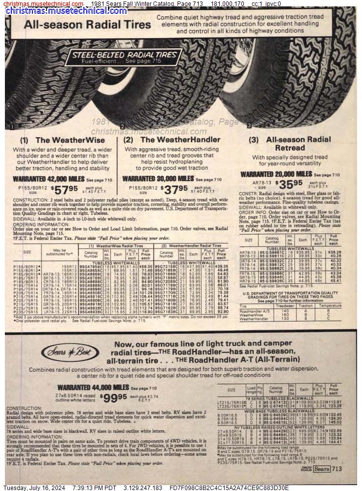 1981 Sears Fall Winter Catalog, Page 713