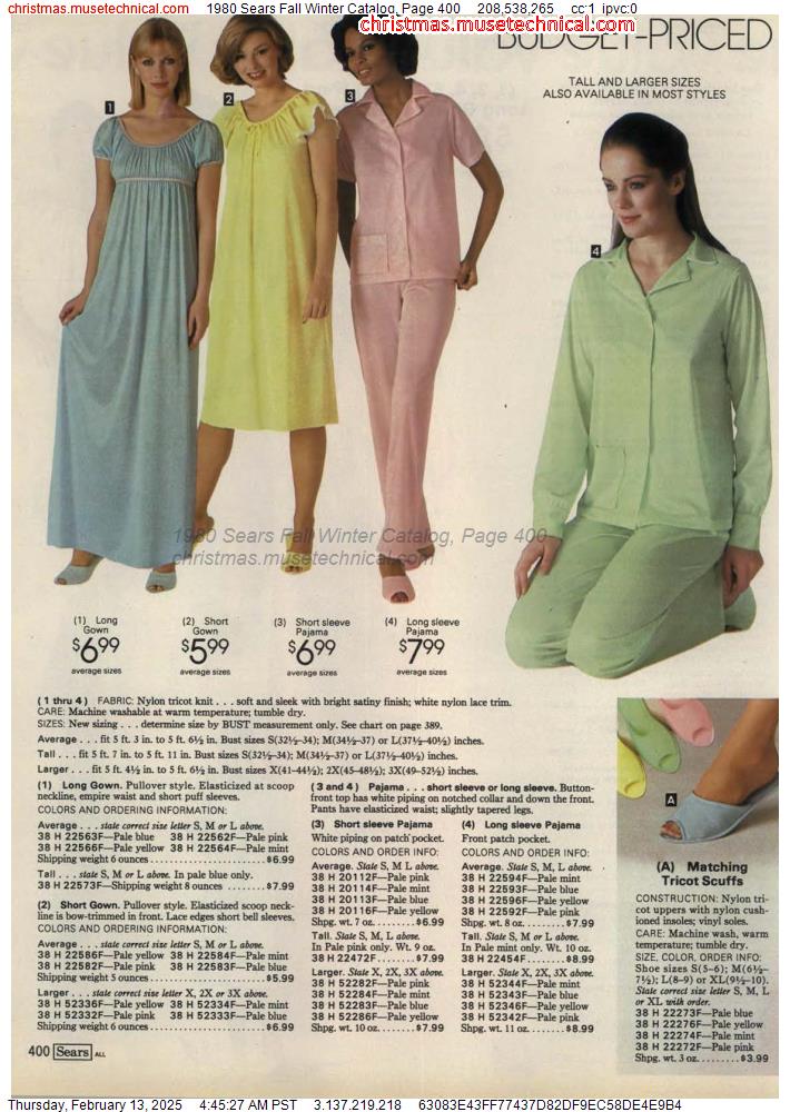 1980 Sears Fall Winter Catalog, Page 400