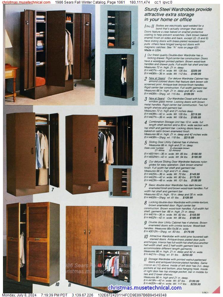 1986 Sears Fall Winter Catalog, Page 1061