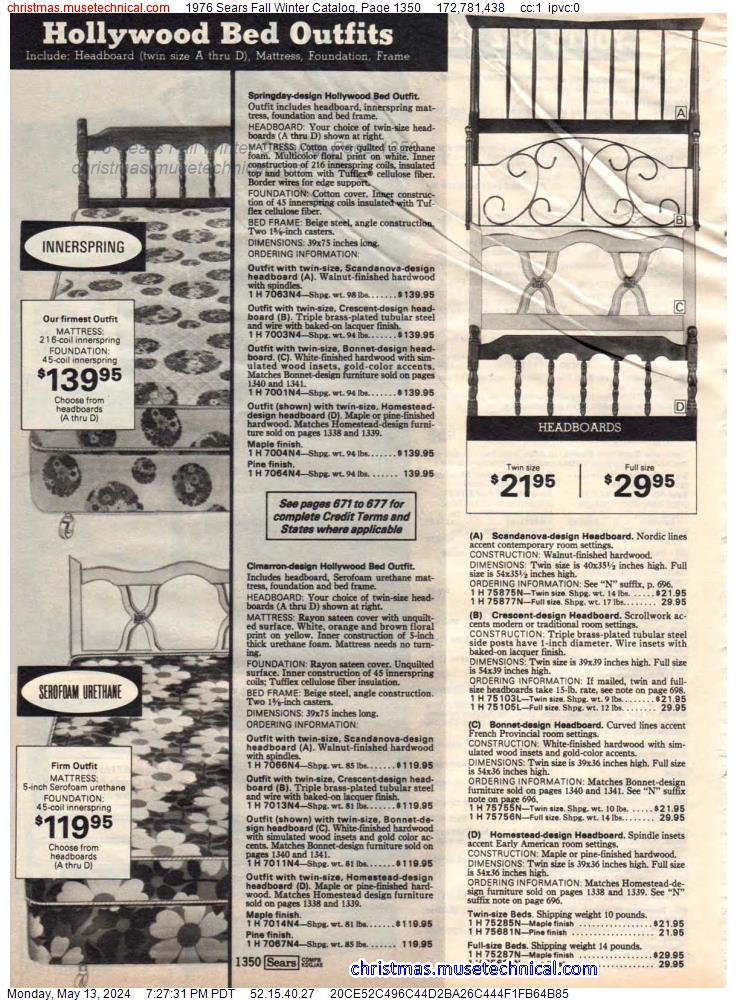 1976 Sears Fall Winter Catalog, Page 1350