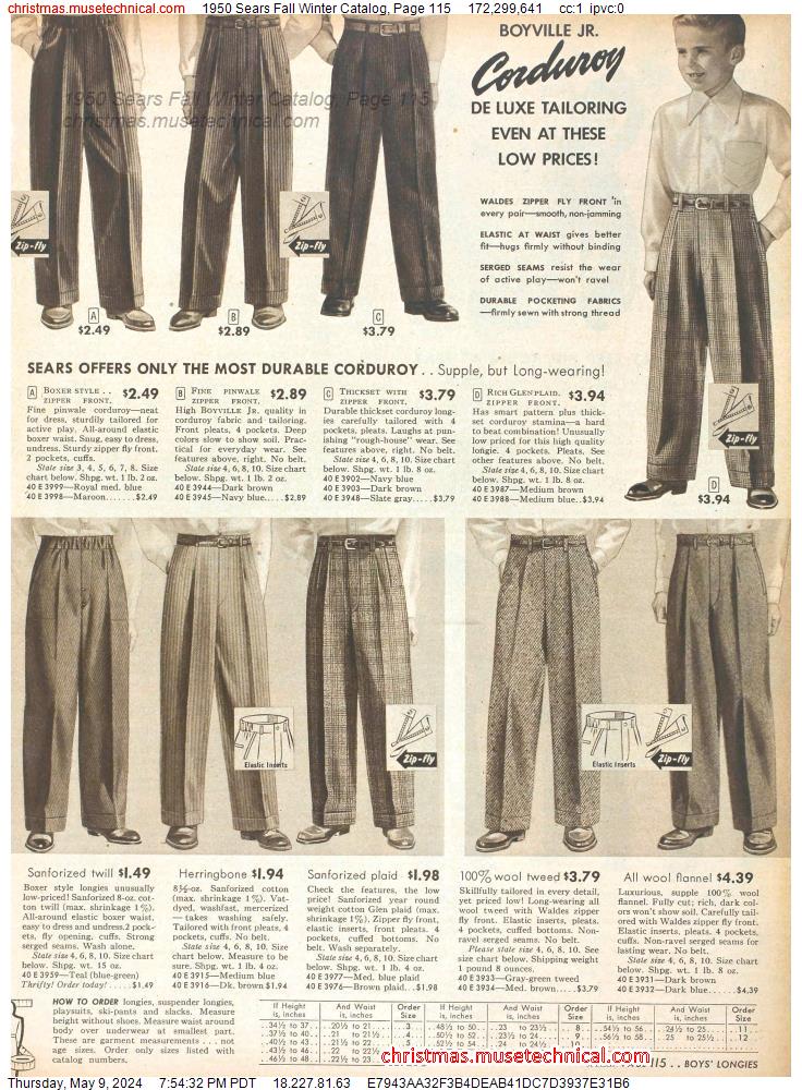 1950 Sears Fall Winter Catalog, Page 115