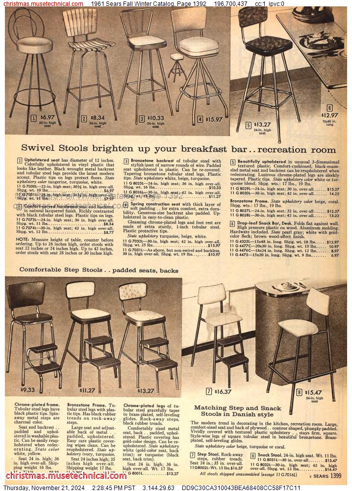 1961 Sears Fall Winter Catalog, Page 1392