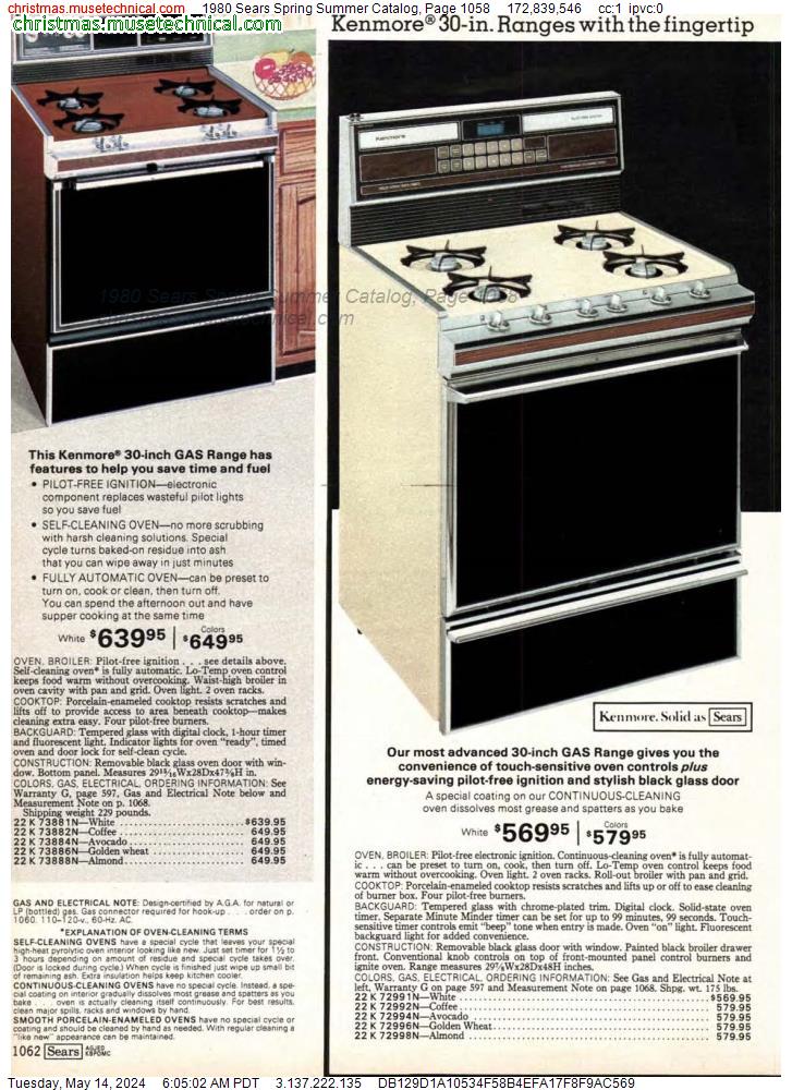 1980 Sears Spring Summer Catalog, Page 1058