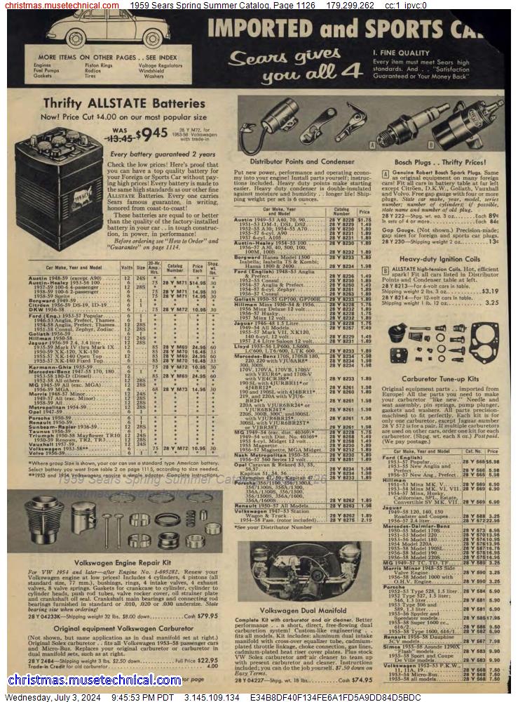 1959 Sears Spring Summer Catalog, Page 1126