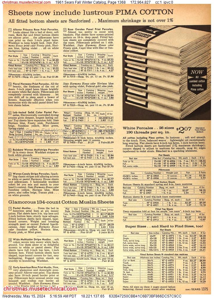 1961 Sears Fall Winter Catalog, Page 1368