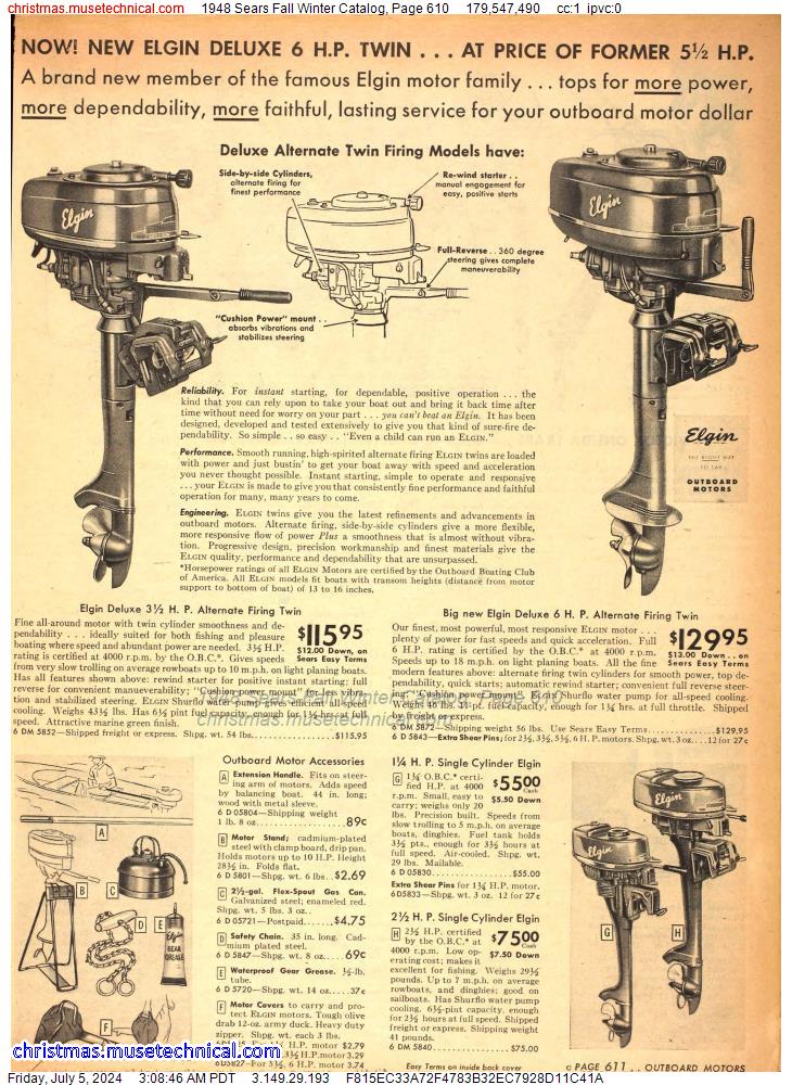1948 Sears Fall Winter Catalog, Page 610