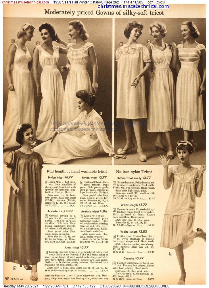 1958 Sears Fall Winter Catalog, Page 262