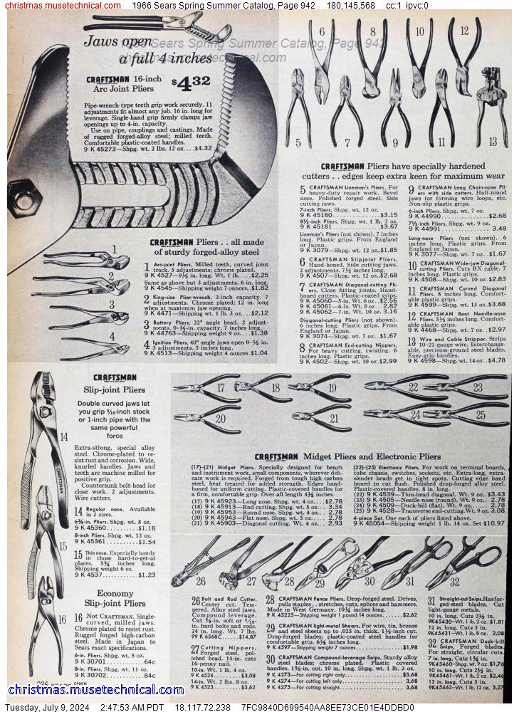 1966 Sears Spring Summer Catalog, Page 942
