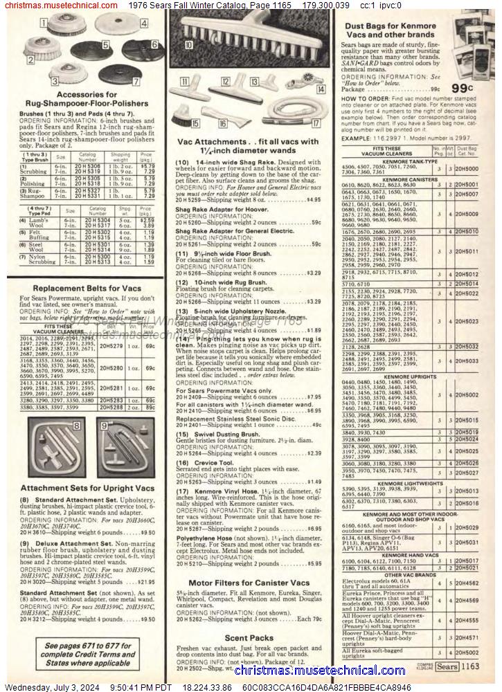 1976 Sears Fall Winter Catalog, Page 1165