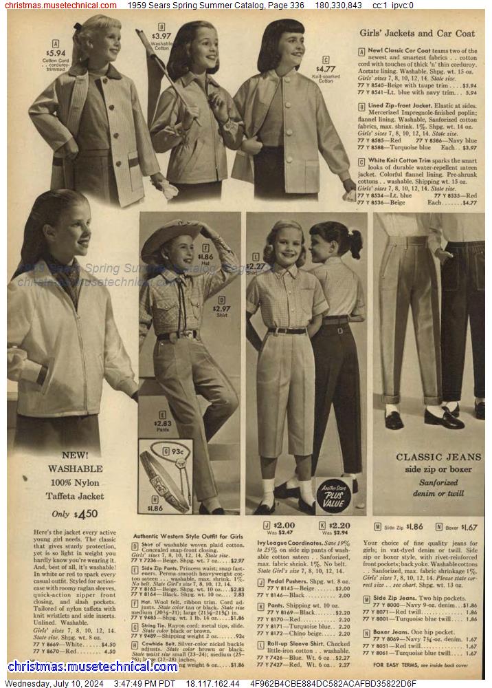 1959 Sears Spring Summer Catalog, Page 336