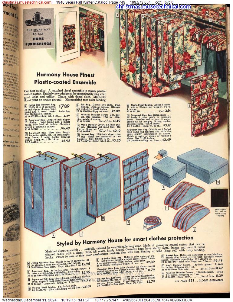 1946 Sears Fall Winter Catalog, Page 749