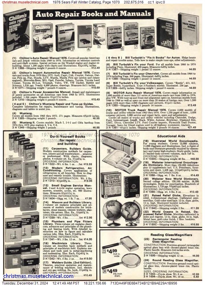 1976 Sears Fall Winter Catalog, Page 1070