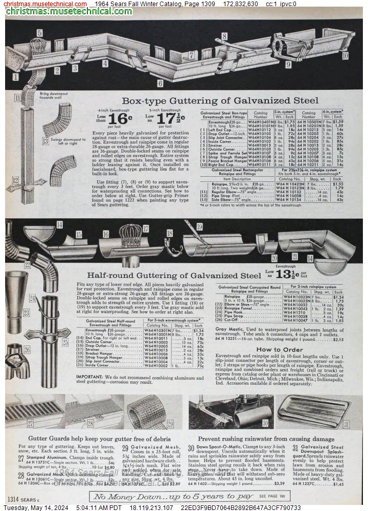 1964 Sears Fall Winter Catalog, Page 1309