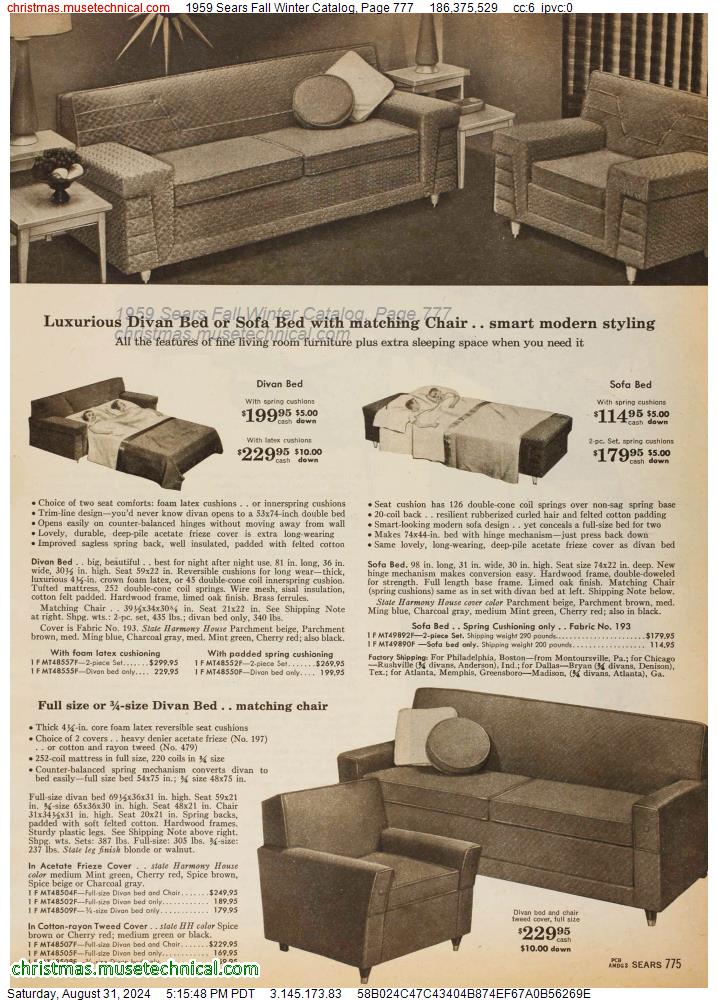 1959 Sears Fall Winter Catalog, Page 777