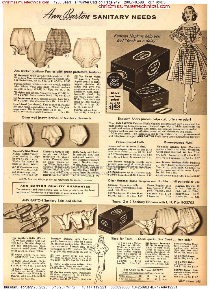 1958 Sears Fall Winter Catalog, Page 949