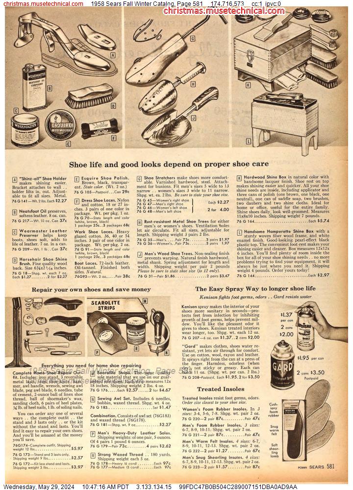 1958 Sears Fall Winter Catalog, Page 581