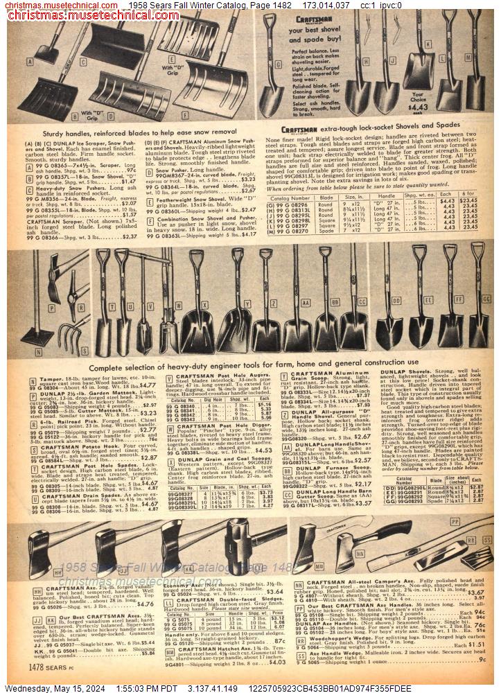1958 Sears Fall Winter Catalog, Page 1482