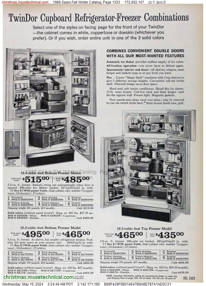 1966 Sears Fall Winter Catalog, Page 1323