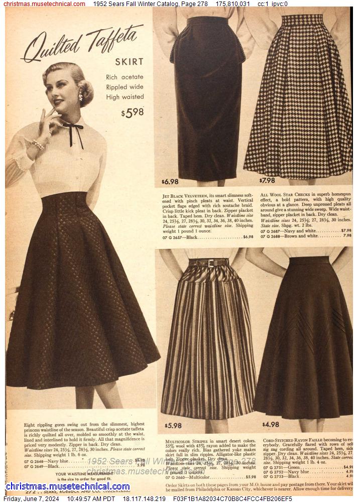 1952 Sears Fall Winter Catalog, Page 278