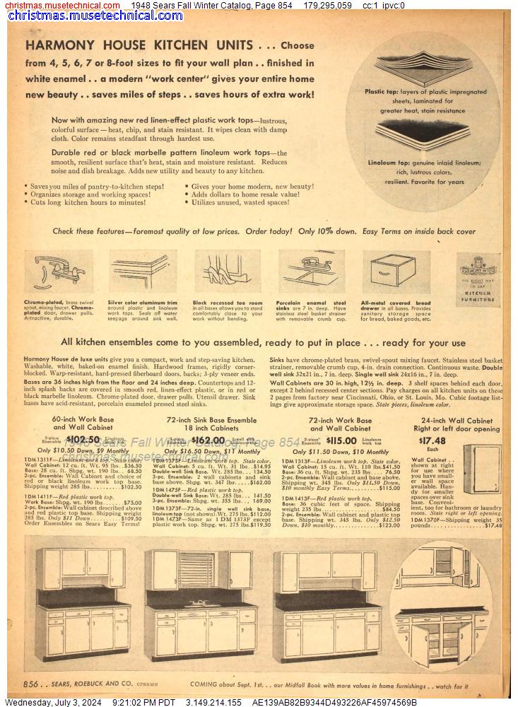 1948 Sears Fall Winter Catalog, Page 854