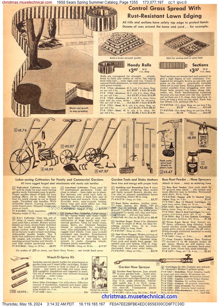 1958 Sears Spring Summer Catalog, Page 1355