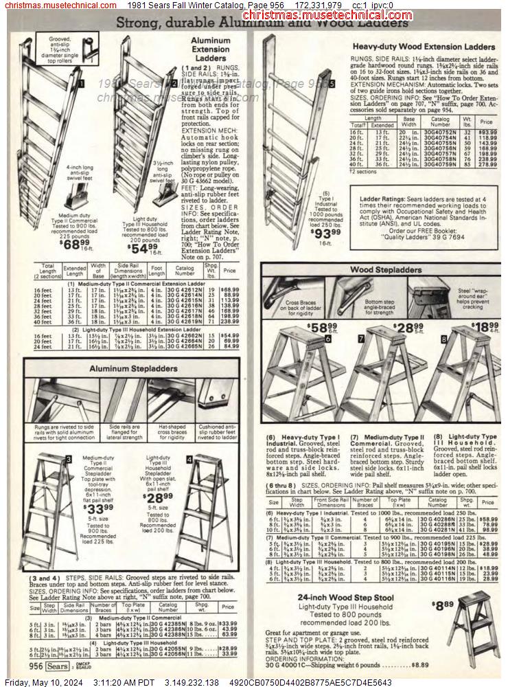 1981 Sears Fall Winter Catalog, Page 956
