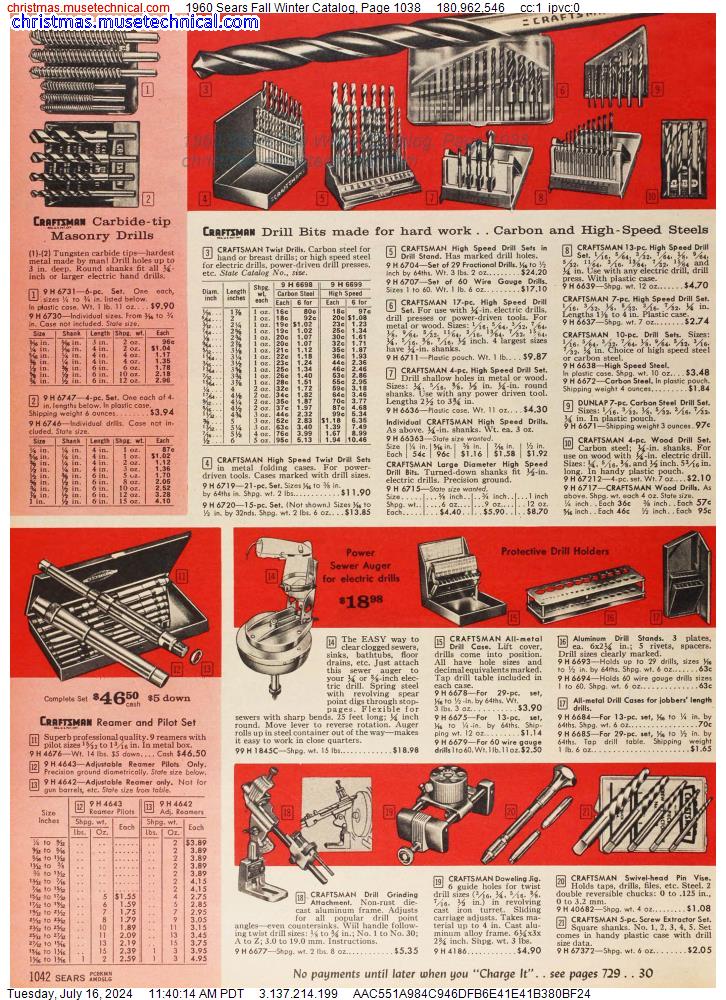 1960 Sears Fall Winter Catalog, Page 1038