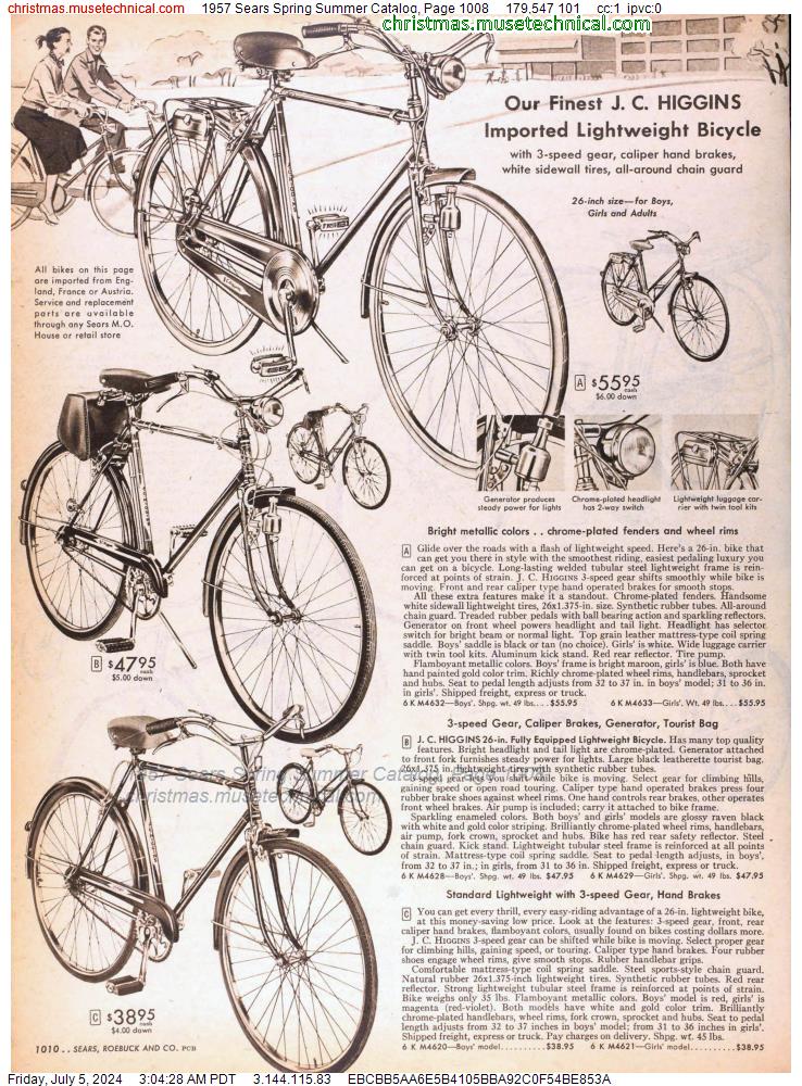 1957 Sears Spring Summer Catalog, Page 1008