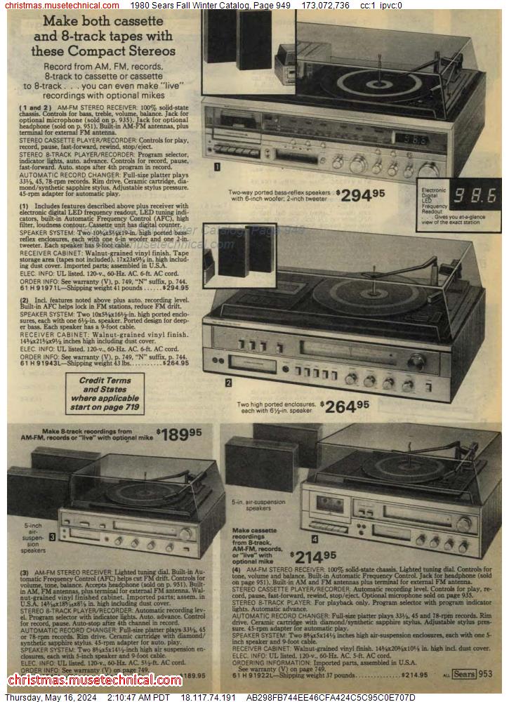 1980 Sears Fall Winter Catalog, Page 949