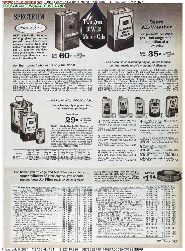 1967 Sears Fall Winter Catalog, Page 1007