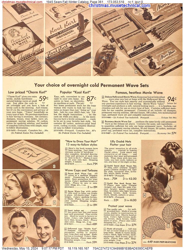 1945 Sears Fall Winter Catalog, Page 361