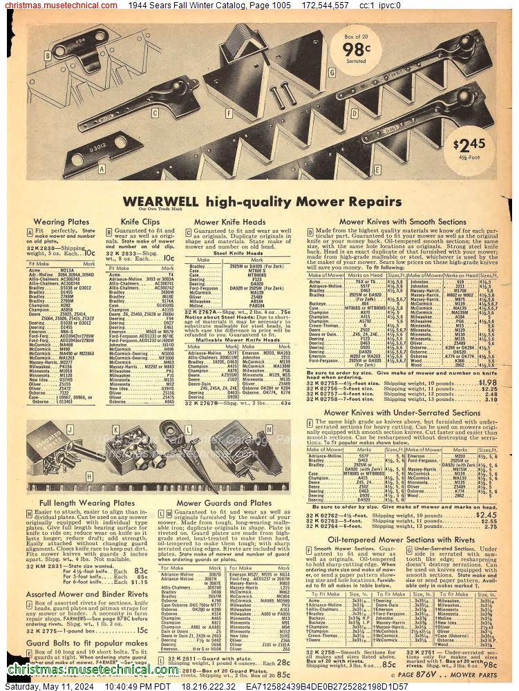 1944 Sears Fall Winter Catalog, Page 1005