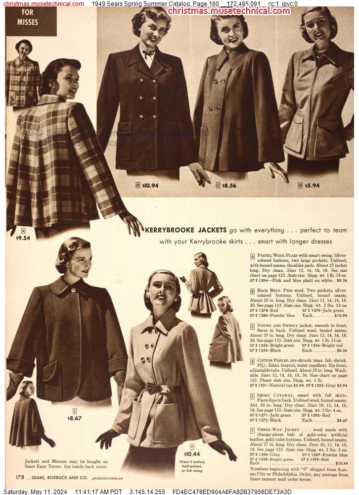 1949 Sears Spring Summer Catalog, Page 180