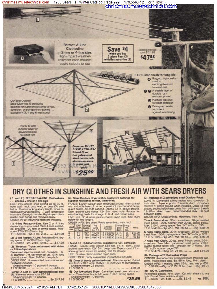 1983 Sears Fall Winter Catalog, Page 999