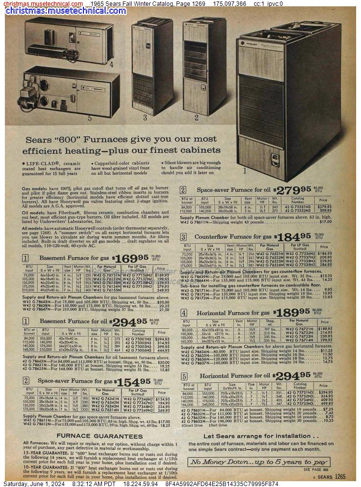 1965 Sears Fall Winter Catalog, Page 1269