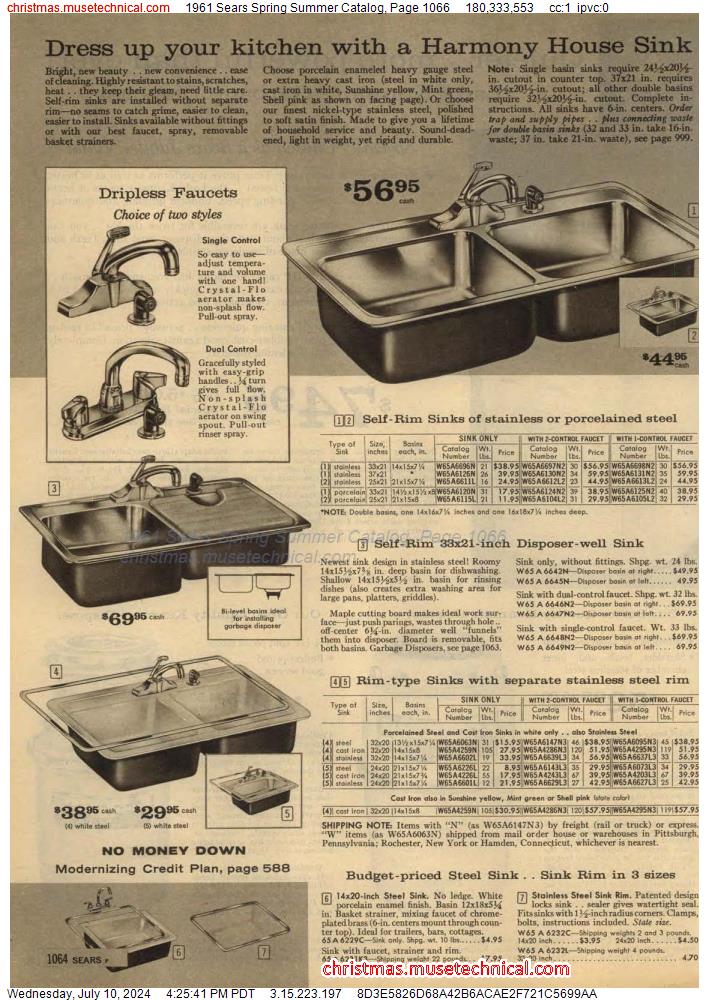 1961 Sears Spring Summer Catalog, Page 1066
