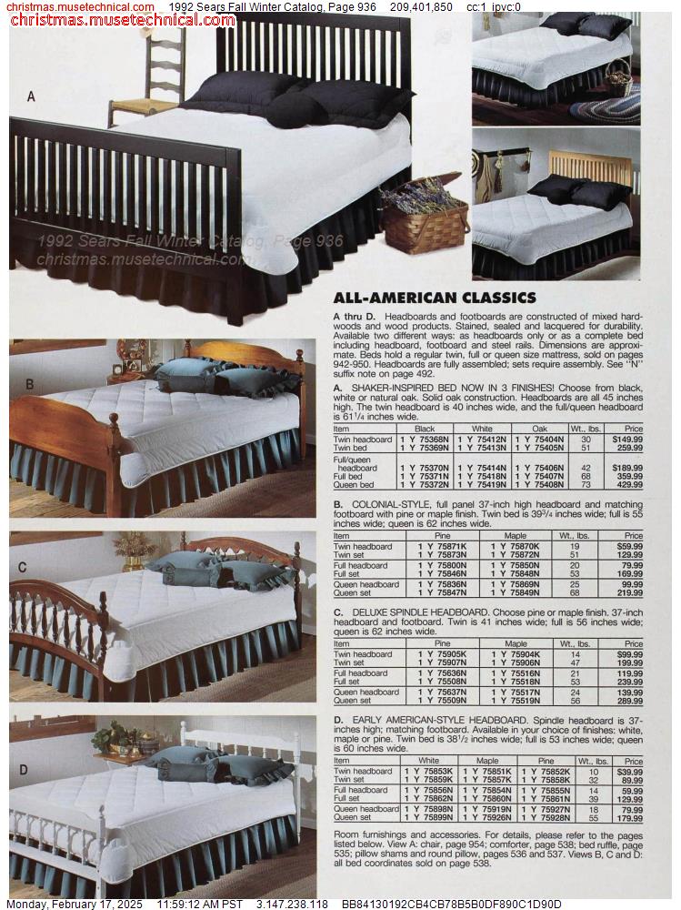 1992 Sears Fall Winter Catalog, Page 936