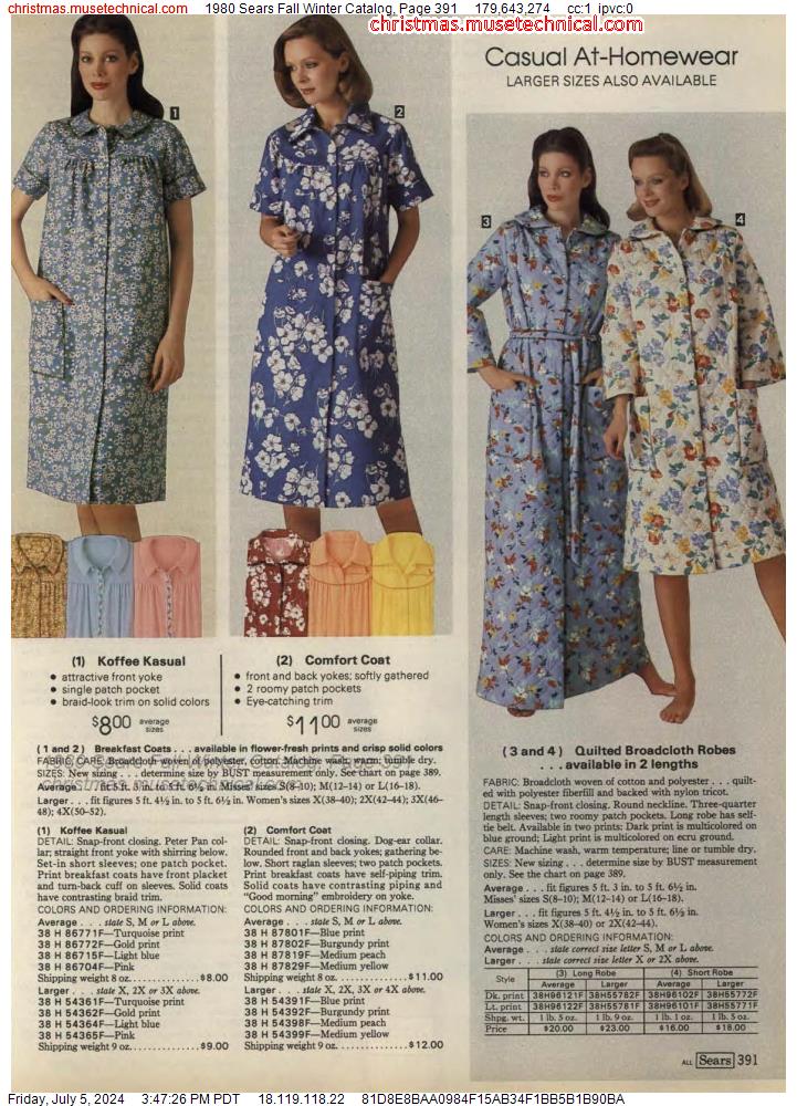 1980 Sears Fall Winter Catalog, Page 391