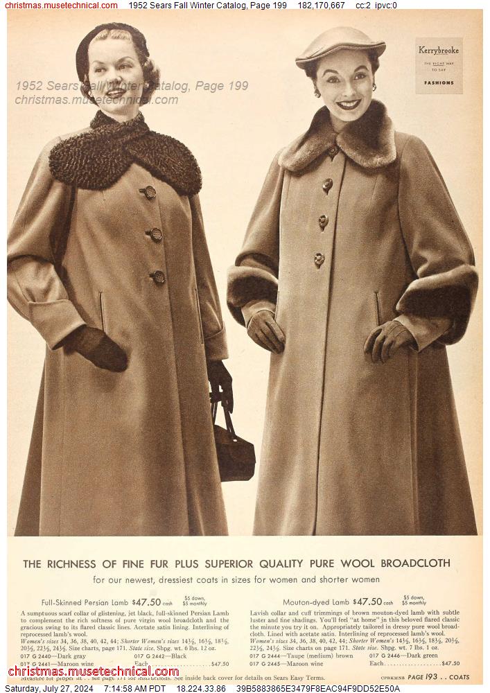 1952 Sears Fall Winter Catalog, Page 199