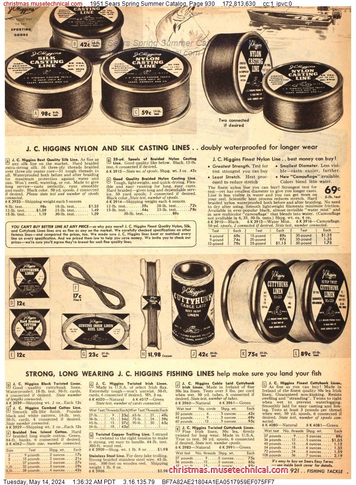 1951 Sears Spring Summer Catalog, Page 930