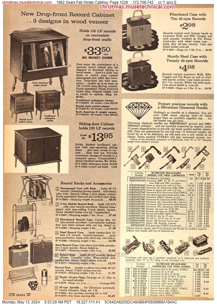1962 Sears Fall Winter Catalog, Page 1238