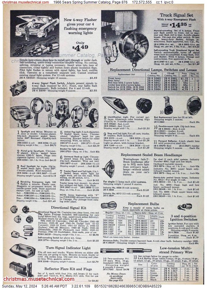 1966 Sears Spring Summer Catalog, Page 876