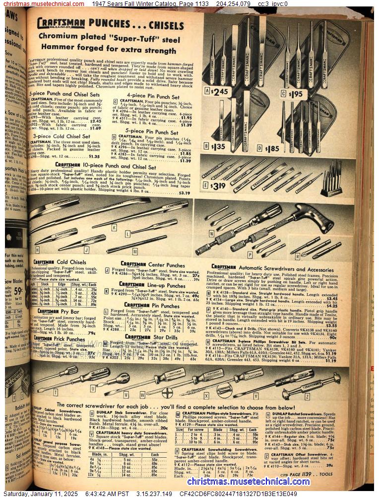 1947 Sears Fall Winter Catalog, Page 1133