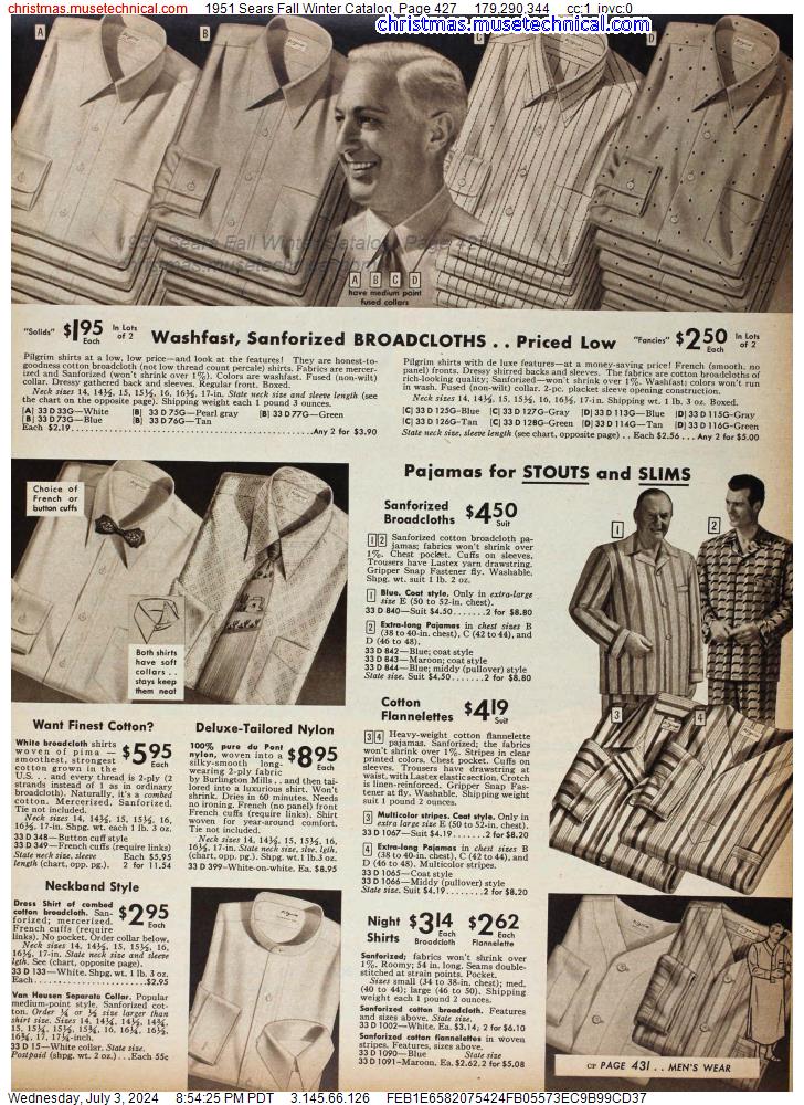 1951 Sears Fall Winter Catalog, Page 427