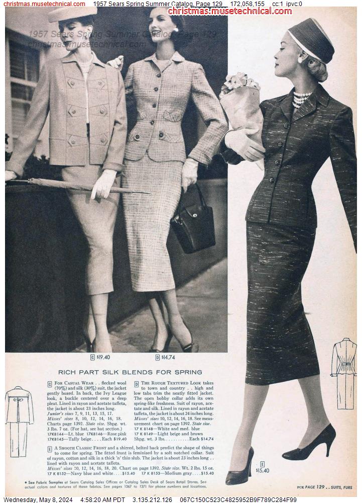 1957 Sears Spring Summer Catalog, Page 129