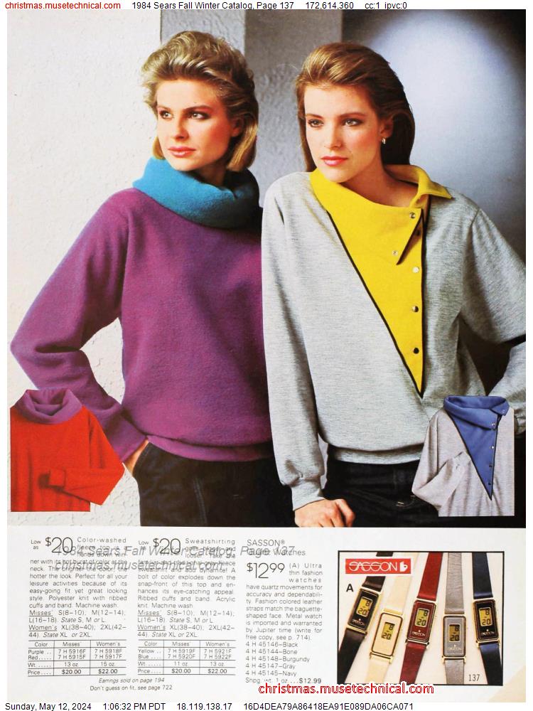 1984 Sears Fall Winter Catalog, Page 137