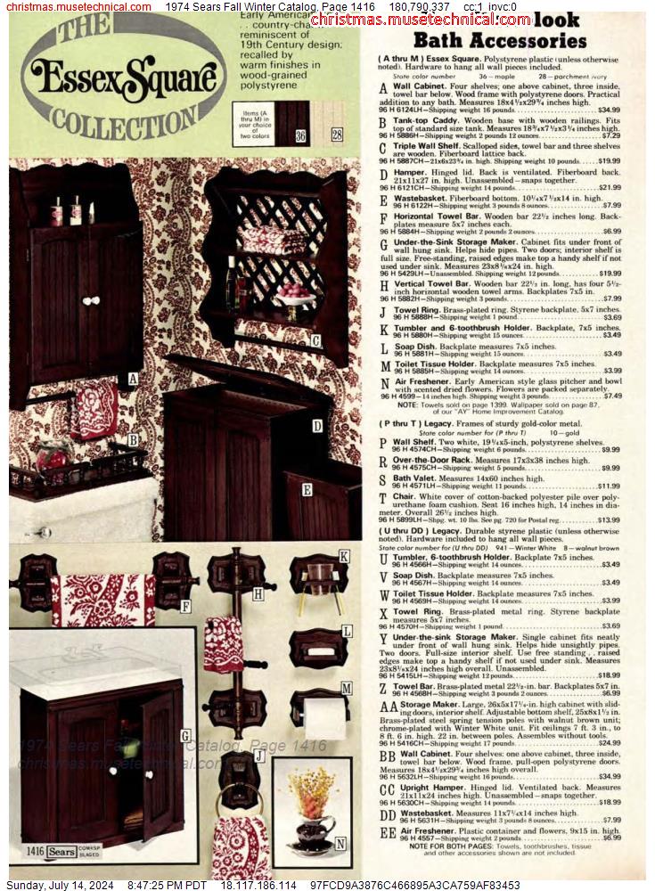 1974 Sears Fall Winter Catalog, Page 1416