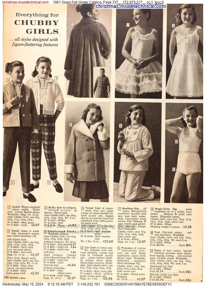 1961 Sears Fall Winter Catalog, Page 337